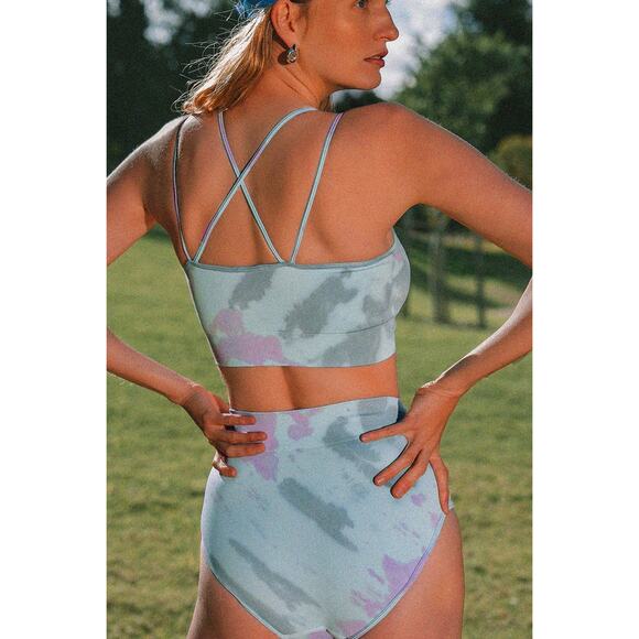 NEW CUPSHE Seamless Tie Dye Bikini Bralette & High-Waisted Bottoms Set SIZE XL - Picture 2 of 4